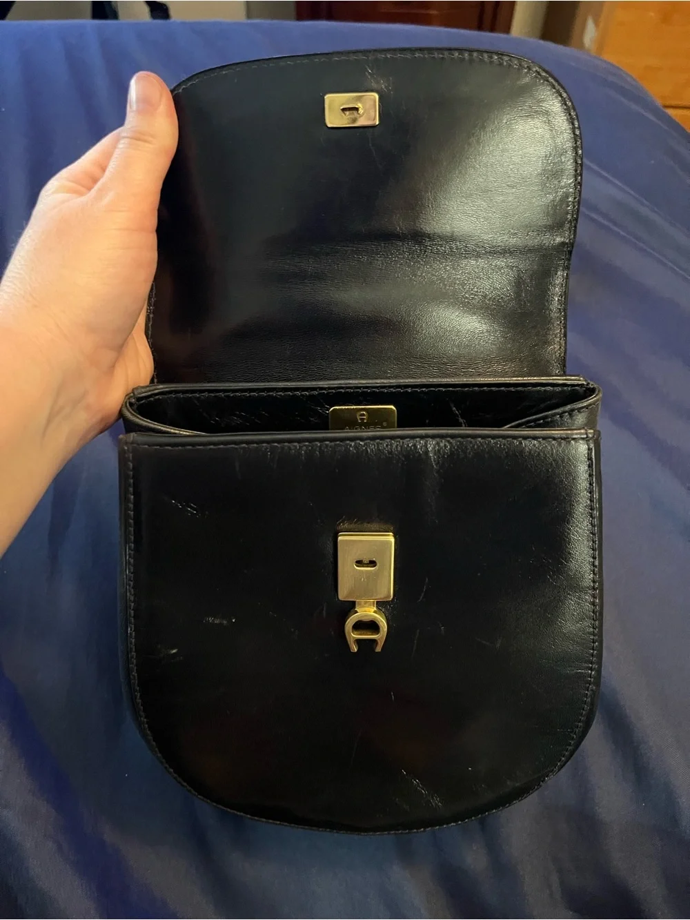 Etienne Aigner Black Leather Saddle Crossbody Bag